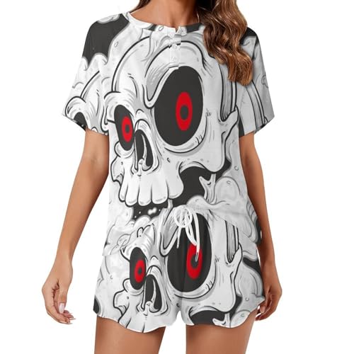 Pyjama pour femme ensemble de nuit Crâne Fumant pour vos soirées
