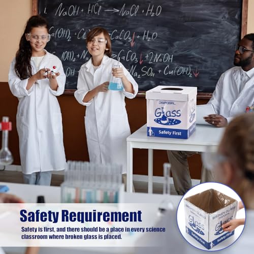 Image of Resurhang 6 Sets Cardboard Broken Glass Disposal Box Floor Model Laboratory Safe Trash Can for Glass Sharps Disposable Garbage Disposal Container Cartons Trash Bins (9 inch L X 9 inch W X 10 inch H)