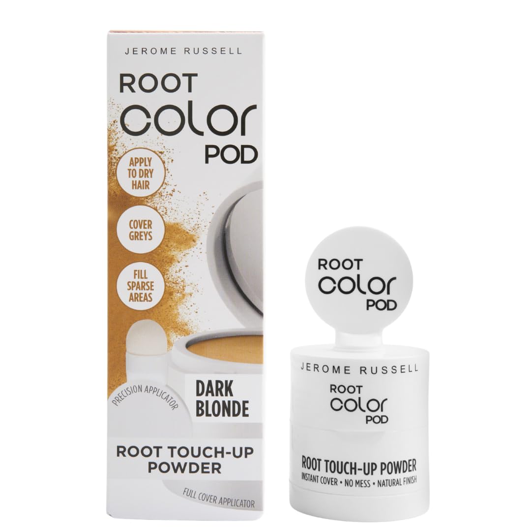 Jerome Russell Root Color Pod DARK BLONDE | Root Touch Up Powder | Instant Grey Coverage for Roots & Hairline | Thinning Hair Filler | Smudge Proof | Vegan | With Precision & Full Cover Applicators