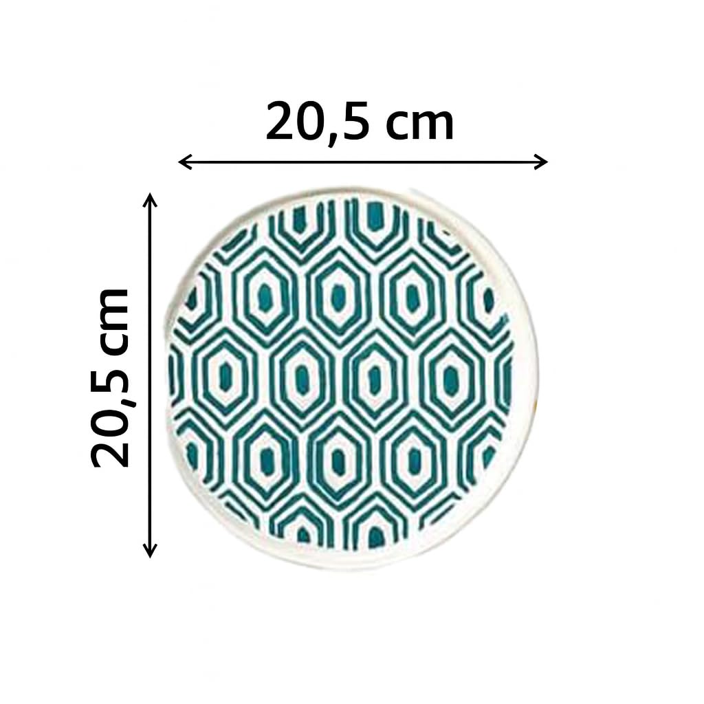 14-częściowy zestaw śniadaniowy dla 6 osób – seria Karo Stackable z ceramiki Kütahya – ręcznie robione, ceramiczne naczynia o wysokim połysku i nadające się do układania w stos (zielone)