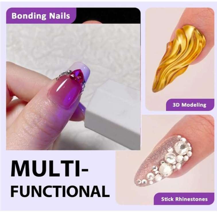 Vanccy Press on Nails Glue, Solid Nail Gel Glue for Press on Nails and Soft Gel Nail Tips, DIY Home Nail Glue for Press On, Super Strong Solid Nail Glue Gel Kit (5pcs)