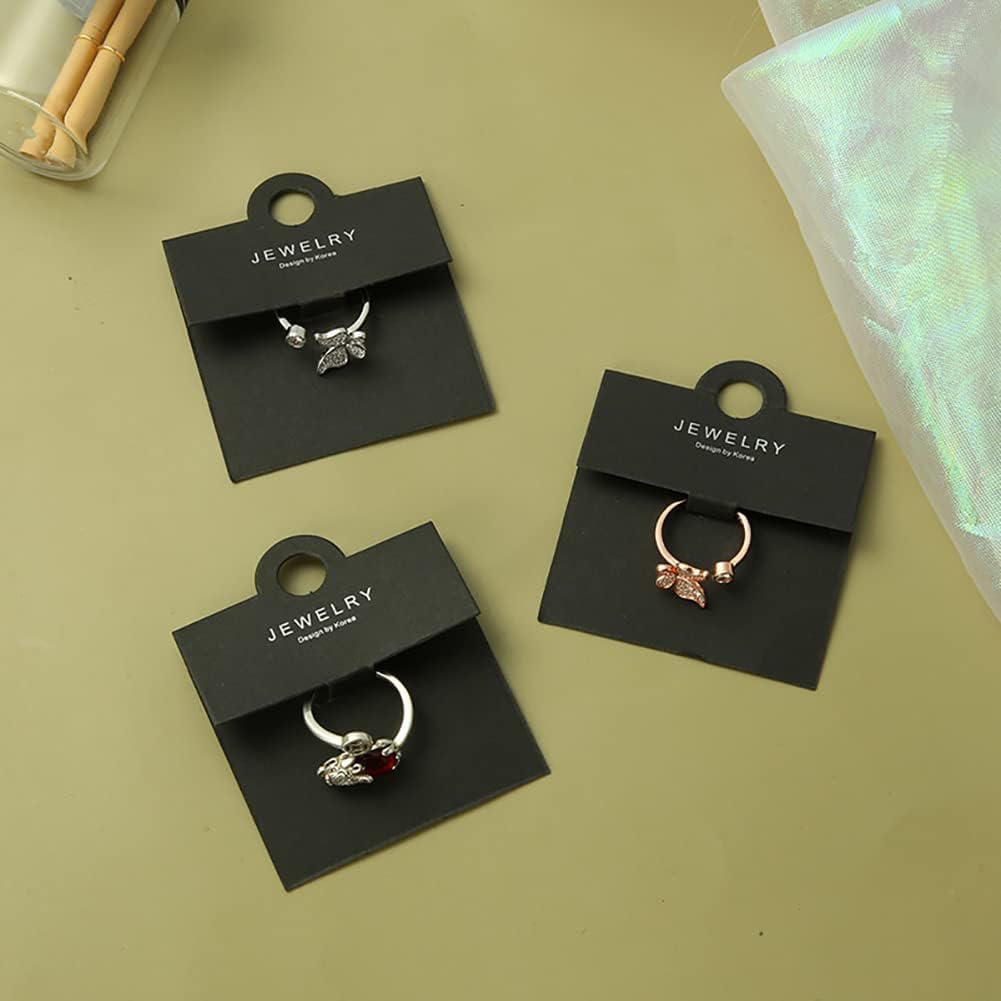 50 Pcs Black Ring Display Cards Jewellery Packaging Cards Ring Hanging Cards Holder Necklace Paper Tags Bracelet Keychain Display Cards for Jewelry Beading and Jewelry Making