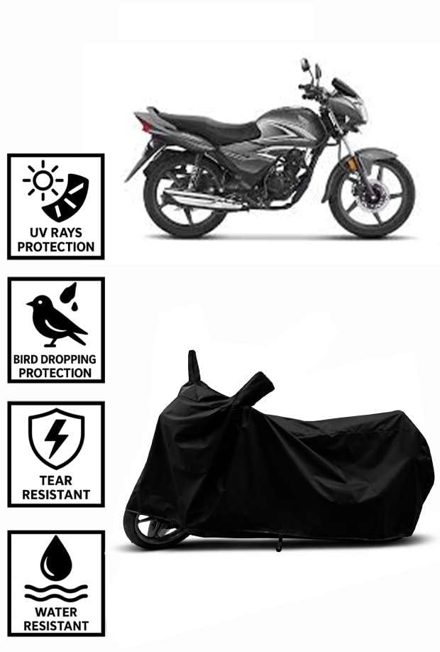 Image of Heavy Duty Waterproof Scooty & Bike Cover for Honda Cb Shine 125 - UV Resistant, Dustproof & Rain Protection, All-Weather Outdoor Cover for Bikes & Scooty with Buckle Straps