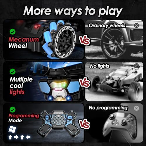 Image of Holyton 1:10 Transforming RC Car, Large Gesture-Sensing Remote Control Car with One-Button Transformation, LED Lights, Fog Spray, 2 Rechargeable Batteries for 80-Min Playtime, Gift for Kids Ages 5-12