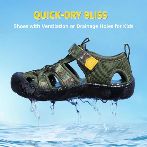 Image of Wide Toe Box Toddler Sandals Water Shoes Boys Girls Quick Dry Summer Beach