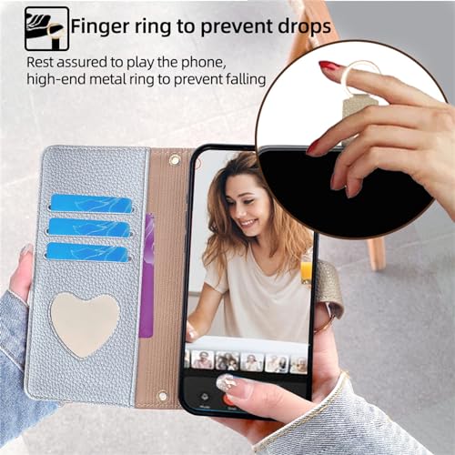 Étui portefeuille iPhone 15 Plus bleu antichoc anti-perte avec fermeture éclair - 4