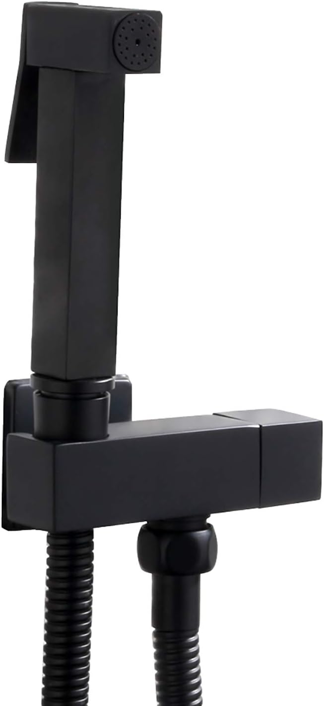 Black Handheld Bidet Sprayer for Toilet, Brass Portable Cloth Diaper Sprayer Set Single Cold Water Bathroom Bidet Sprayer Kit with Shower Hose for Pet Bathing, Personal Hygiene