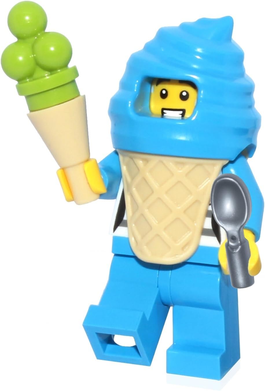 City Town Minifigure - Boy in Blue Ice Cream Suit (with Ice Cream Cone and Spoon) Very Cute