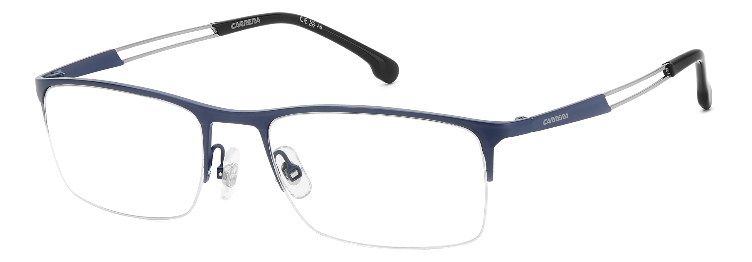 Carrera Brille mit Sehstärke für Herren optional mit Sonnenbrillentönung oder Blaulichtfilter, Rechteckig, gefertigt aus Metall (inklusive Brillenetui)