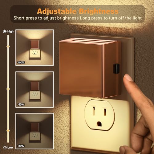 Image of JandCase Night Light,Automatic Night Lights Plug into Wall,Dusk to Dawn,2 Pack Soft White 3000K Brightness Adjustable Nightlight for Kids Bedroom Bathroom Hallway Kitchen