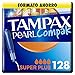 Tampax Pearl Compak Super Plus, Tampón con aplicador, ofrece comodidad, protección y discreción, 128 unidades