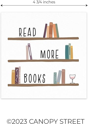 Miniatura 5 de Servilletas de bebidas para club de lectura, 48 servilletas de cóctel para club de lectura, 4 diseños temáticos divertidos, juego de servilletas de