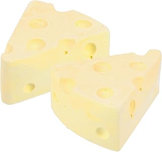2Pcs Natural Calcium-Enhanced Molar Blocks for Small Pets Hamster Guinea Pig Chew for Teeth Cleaning and Grinding Yellow Cheese-Shaped Animal Chews for Rabbits Chinchillas