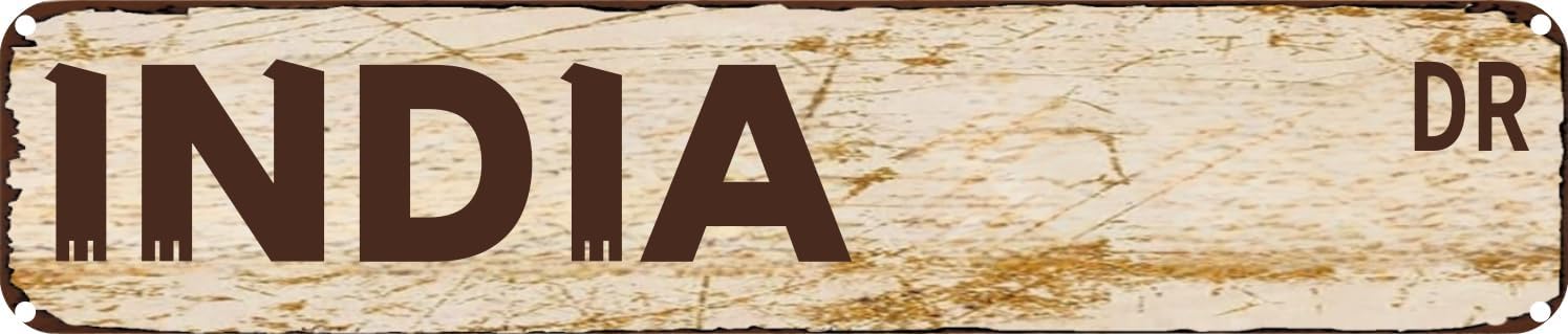 Vintage Tin Sign Retro Metal Wall Decor INDIA DR Rustic Aluminum Plaque for Home,Bar,Kitchen,Garage,Man Cave 4x16 Inch