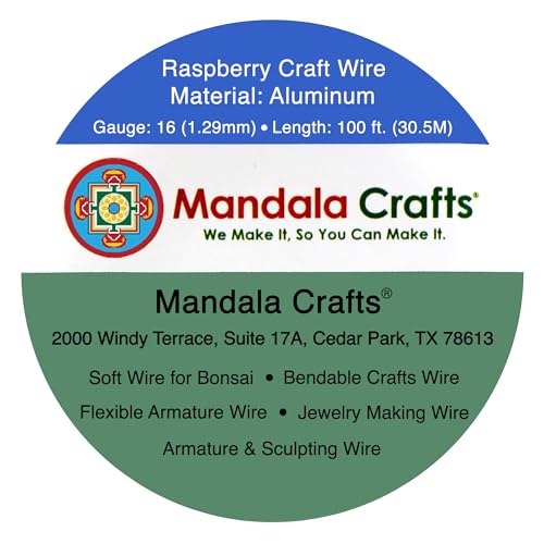 Image of Mandala Crafts 16 Gauge Raspberry Anodized Aluminum Craft Wire, 100 FT | Colored, Flexible, Bendable, for Bonsai, Armature, Sculpting, Wire Wrapping, Jewelry Making, Weather & Tarnish Resistant