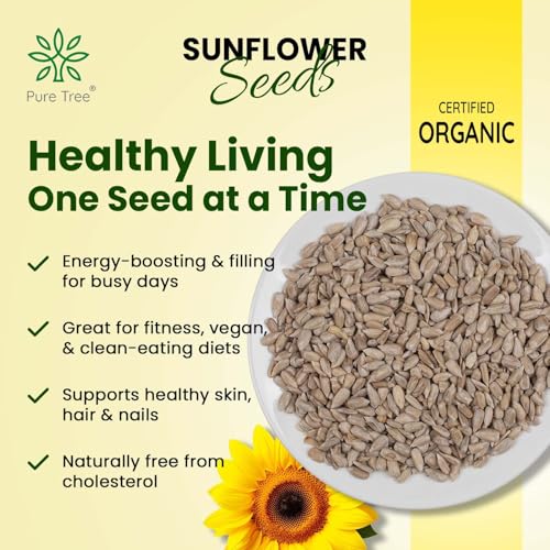 Image of Pure Tree Certified Organic Sunflower Seeds | 175 g | Glass Jar | Surajmukhi ke Beej | Raw Sunflower Seeds | Organic Seeds for Eating Rich In Healthy Fats & Fiber