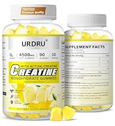 URDRU Creatine Monohydrate Gummies for Men &amp; Women, 0g Sugar, More 15% Strength Pre Workout Creat...