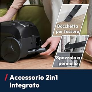 Hoover Aspirapolvere a traino senza sacco potente e compatto HP1 per tappeti, pavimenti duri e delicati, Leggero e con filo, Contenitore 2L, Spazzola Parquet, Raggio d'azione 7,5 m [HPZ107HM]
