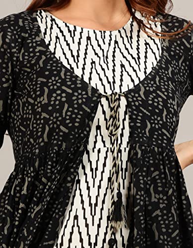Image of COTLAND Fashions Jaipuri Cotton Flared Strappy Dress with Jacket for Women