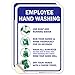Employees Hand Washing Rules Sign, (2 Pack) 10x7 Inches, 4 Mil Vinyl Decal Stickers Weather Resistant, Made in USA by Sigo Signs