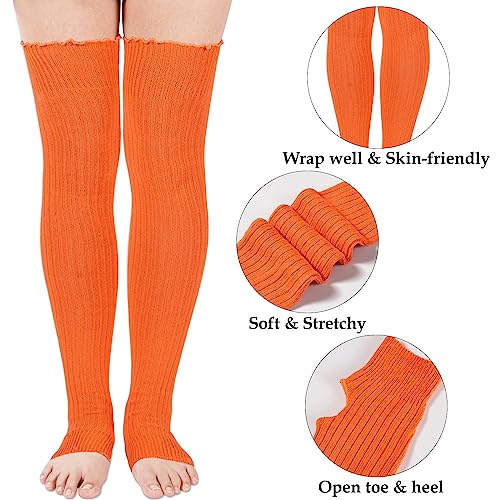 Image of Moon Wood Long Leg Warmers for Women 80s Neon Ribbed Knit Leg Warmers for Girls 80s Party Dance Sports Socks