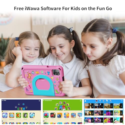 Image of PRITOM TAB7 PRO Kids Tablets 7 inch, 64 GB, 3 GB RAM Upgraded, Toddler Tablet Android 14 with WiFi, Dual Camera, Education, Games, Kids Software Pre-Installed, Parental Control, Pink