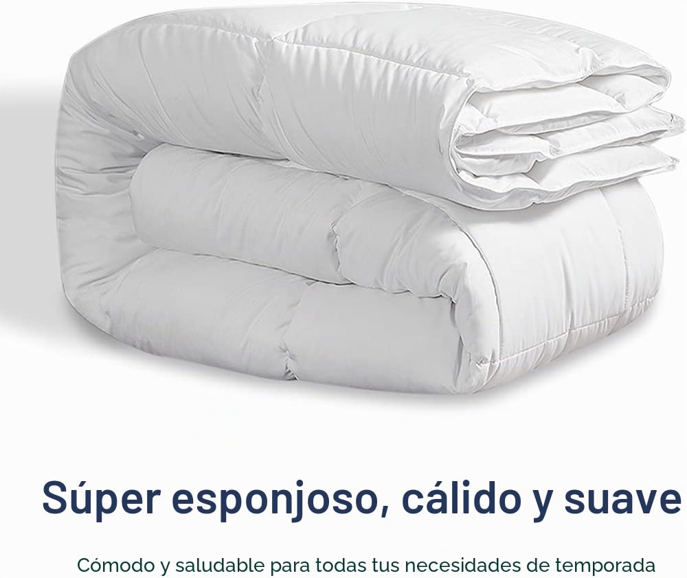 ACCURATEX Edredón 240x220 cm - 450GSM Esponjoso, Alternativa al Plumón, Colección Hotelera, Suave y Cálido para Invierno, 8 Pestañas de Esquina, Lavable a Máquina, Blanco