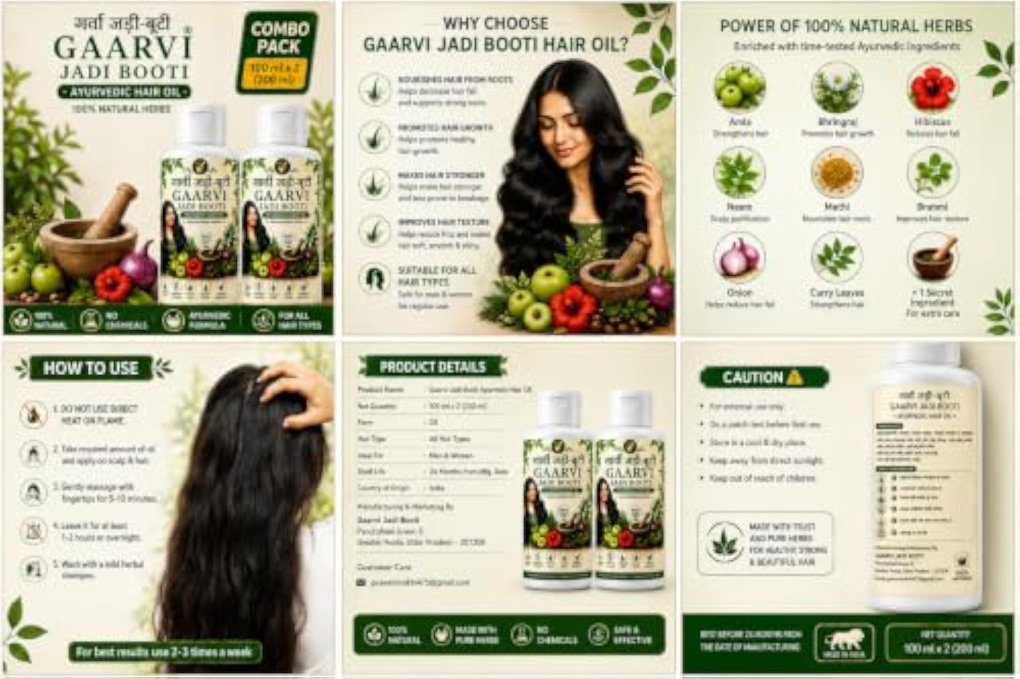 Gaarvi Jadi Booti Ayurvedic Hair Oil Combo Pack