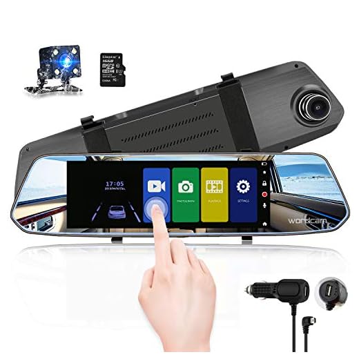 Specchietto retrovisore a 7 pollici per fotocamera Dash CAM 1080P Obiettivo Doppio anteriore e posteriore con telecamera retrovisiva impermeabile (scheda SD da 16 GB)
