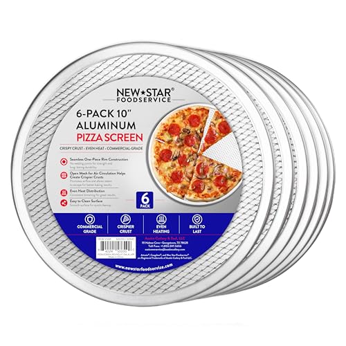 New Star Foodservice Restaurant-Grade Seamless Aluminum Pizza Baking Screen 10 Inch Pack of 6