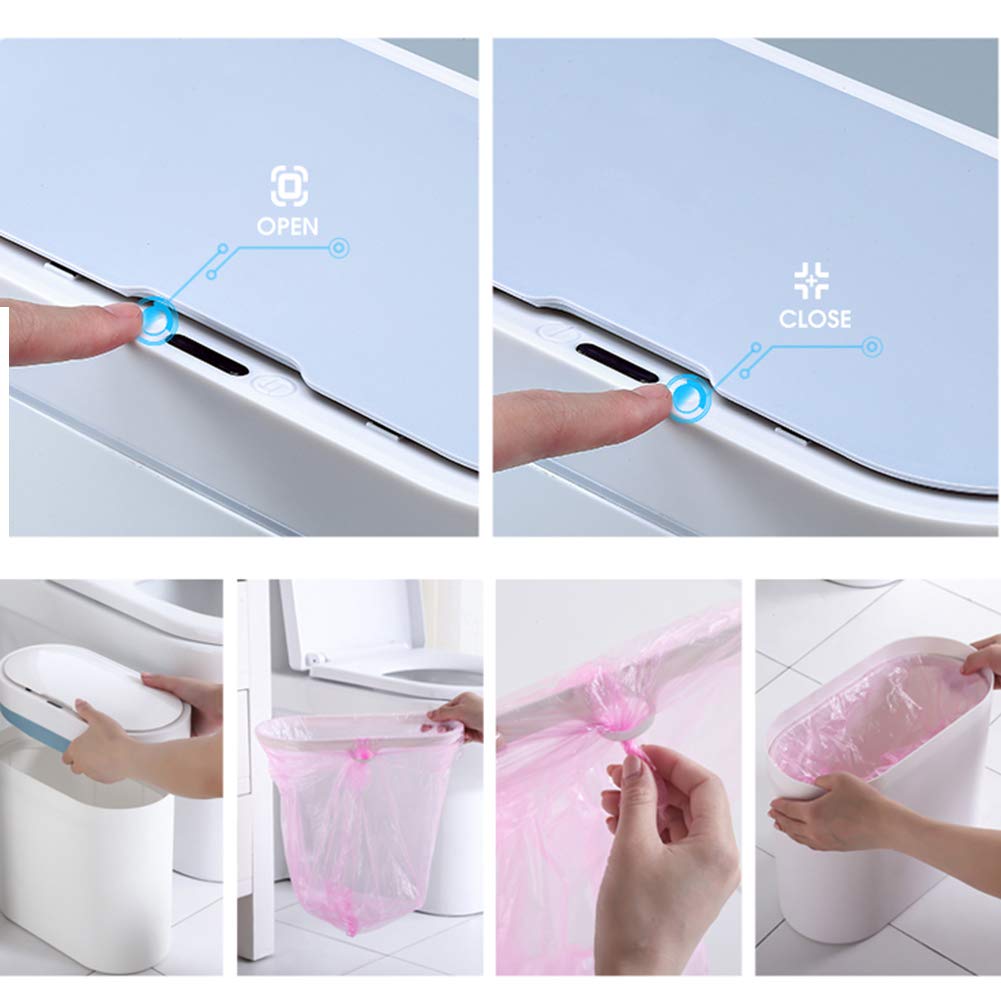 Cestino Smart Sensor Cestino da Bagno Elettrico Automatico 3 in 1 con Coperchio Secchio Decorativo per La Casa (Gris)
