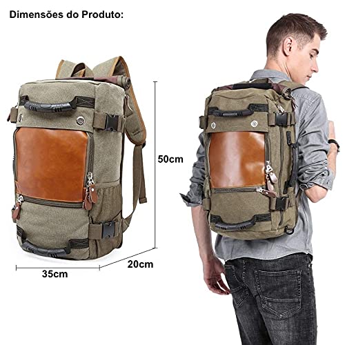 Bolsa de Viagem Masculina em Lona e Couro Puro 35Litros