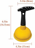 Vista 2 de Sink Plunger, Easy to use Mini Plunger with Short Handle, Powerful Plunger Unclogging Tool for Kitchen Sink, Shower, Bathroom Drains, Bath, Yellow