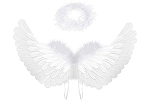 SzJias Angel Costume for Girls Angel Wings and Halo for Kids Angel...