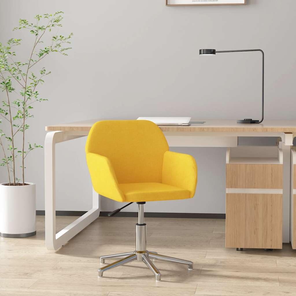 Chaise de bureau en tissu pivotante 360° avec assise jaune réglable