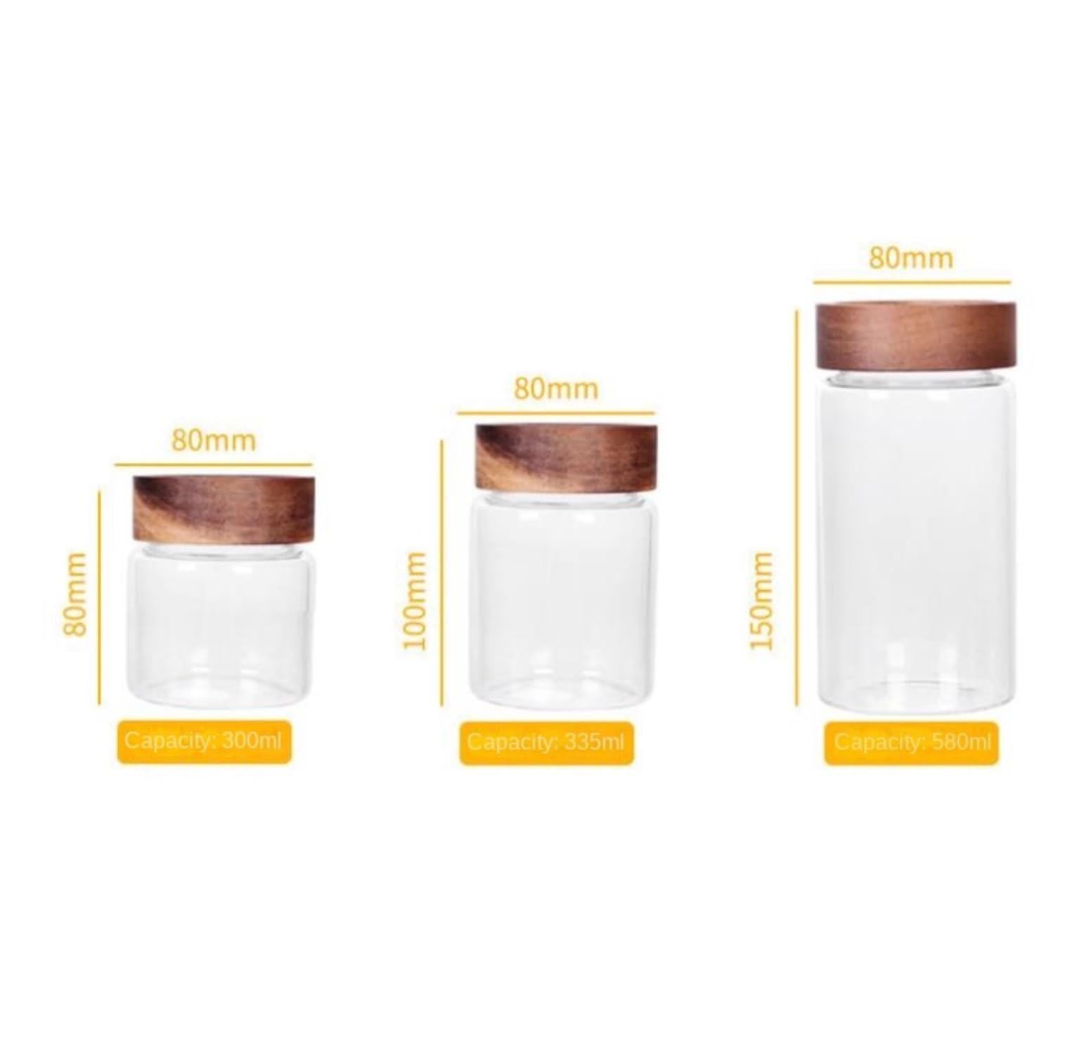 Vorratsgläser - Küche Luftdicht 3Pcs Glas Mit Luftdichtem Holzdeckel Lebensmittel Lagerung Kanister For Kaffee Süßigkeiten Vorratsdosen