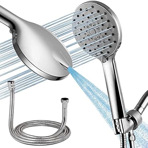 Universal G1/2 Shower Head and Hose Set with 6 Spray Modes,Built-in Power Wash to Increase Pressure,Powerful High Pressure Handheld Showerhead with 1.5m Hose for Bathroom,Bath Taps,Electric Shower Cover