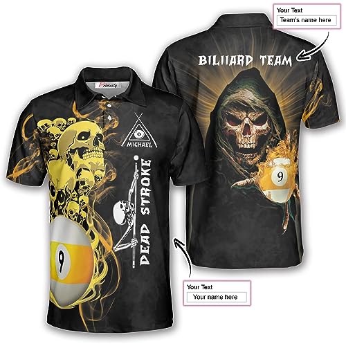 PRIMESTY Personalized Billiards 9 Ball Pool Shirts for Men, Custom Billiard Polo Shirts, Billiard Jerseys Size S-5XL4