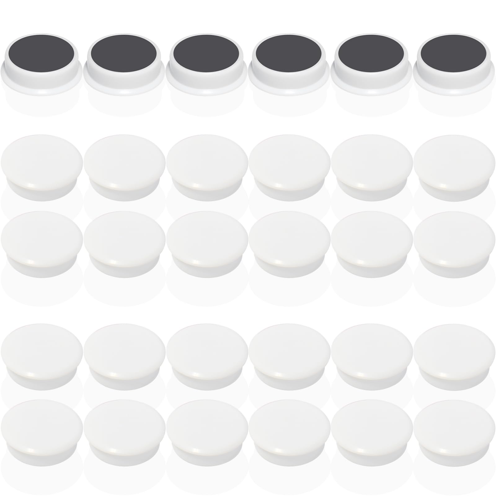 DUJEQM 30PCS Fridge Magnets - Heavy Duty Round Mini Magnets for Whiteboard, Kitchen, Office & School - Strong Magnet Small Cute Decorative Magnets for Crafts Presentation Supplies Notice Board, White
