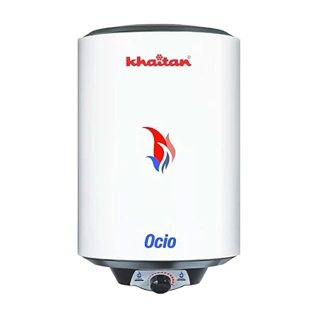 Khaitan Ocio Metal Oval Shape 25L Square Storage Water Heater|5 Star Rated Geyser|Fitted with Incoloy heating element for longer life| Glasslined Tank| Wall Mounting| 2-Yr Warranty | White (15L) (15L)