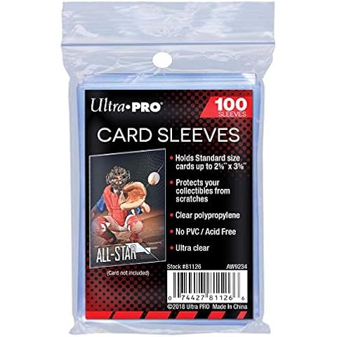 Ultra Pro Soft Card Sleeves 100 pack 2 5/8 x 3 5/8 inches Standard Size Trading Card Games Clear (100 (1 pack)) Cover