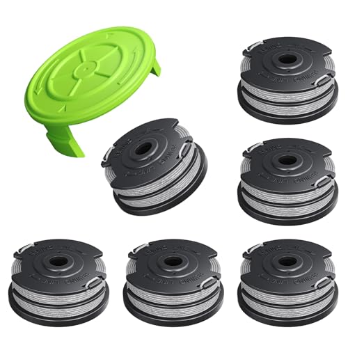 Eventronic 7 Pack Weed Wacker String for Greenworks Weed Eater, 0.065\" 18ft Dual String Trimmer Replacement String Spool(2900719) with Spool Cap Cover(6 Spools+1 Cap)