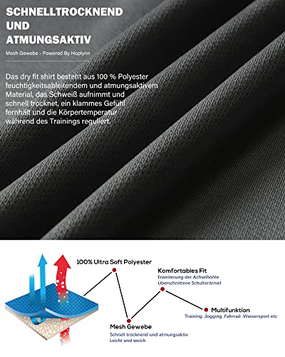 Foto von HOPLYNN 5er Mesh Funktionsshirt Herren Laufshirt Kurzarm Männer Schnelltrocknend Atmungsaktiv Sport Shirt Sportshirt Trainingsshirt Weiß Schwarz Grau Navy Grün - XL