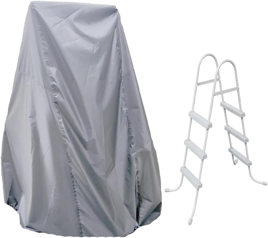 Pool Ladder Cover with Zipper 78x22x63inch Waterproof Dustproof Ladders Protection Cover for Outdoor Patio Garden Swimming Pool Ladder (grey)