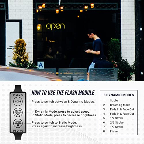Flashing Led Neon Open Sign Light For Business With On & Off Switch - Lightweight & Energy Efficient For Restaurants Offices Retail Shops Window Storefronts - Yellow #TOP4