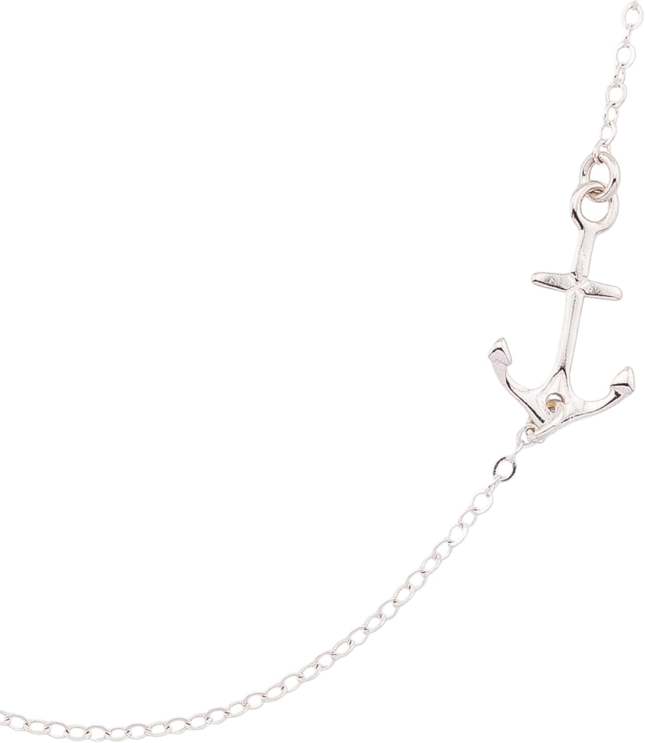 HotMixCold Handmade Small Sideways Anchor Necklace, Thin Delicate Anchor Chain Pendant Necklace, Silver and Rose Gold Nautical Jewelry