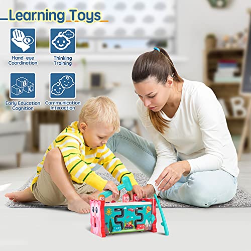 Doquo Pink Early Baby Development Sensory Montessori Multifunctional Toys 12-18 Months Educational Hammering Pounding For 1+ Years Gift #TOP2