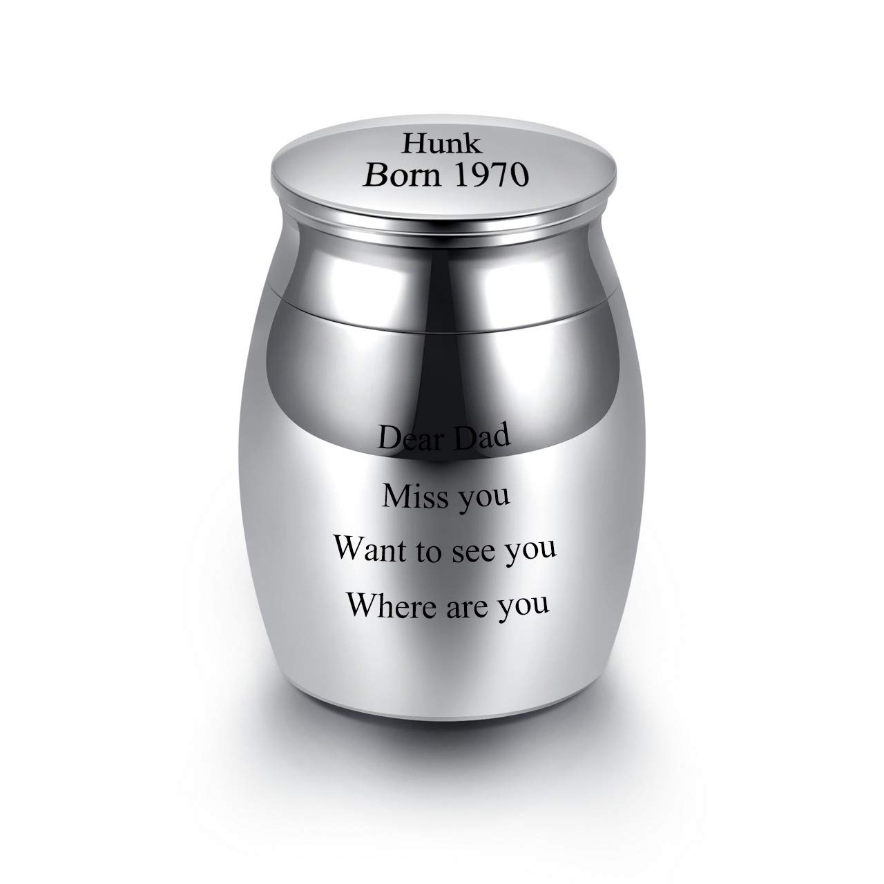JOVIVI Personalised Small Urns for Ashes Adult Mini Engraved Custom Decorative Stainless Steel Cremation Funeral Urn for human ashes Mum Dad Pet Dog Cat Memorial GIfts for Women Men Christmas Birthday