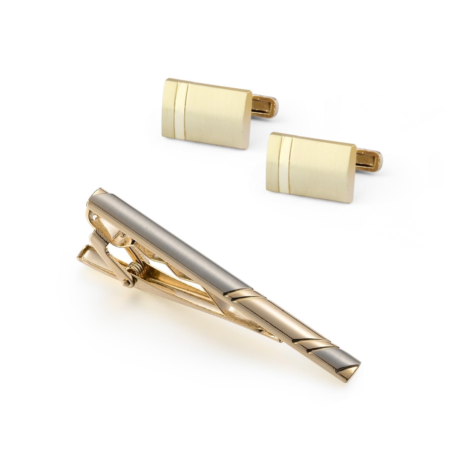 Ensemble de Boutons de Manchette et Pince à Cravate pour Homme, Pince à Cravate Vintage française cloutée en Or
