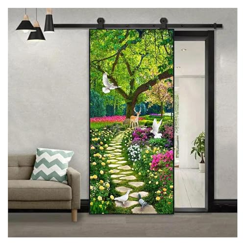 Sticker porte forêt rénovation rapide porte abîmée 77x200 - 6